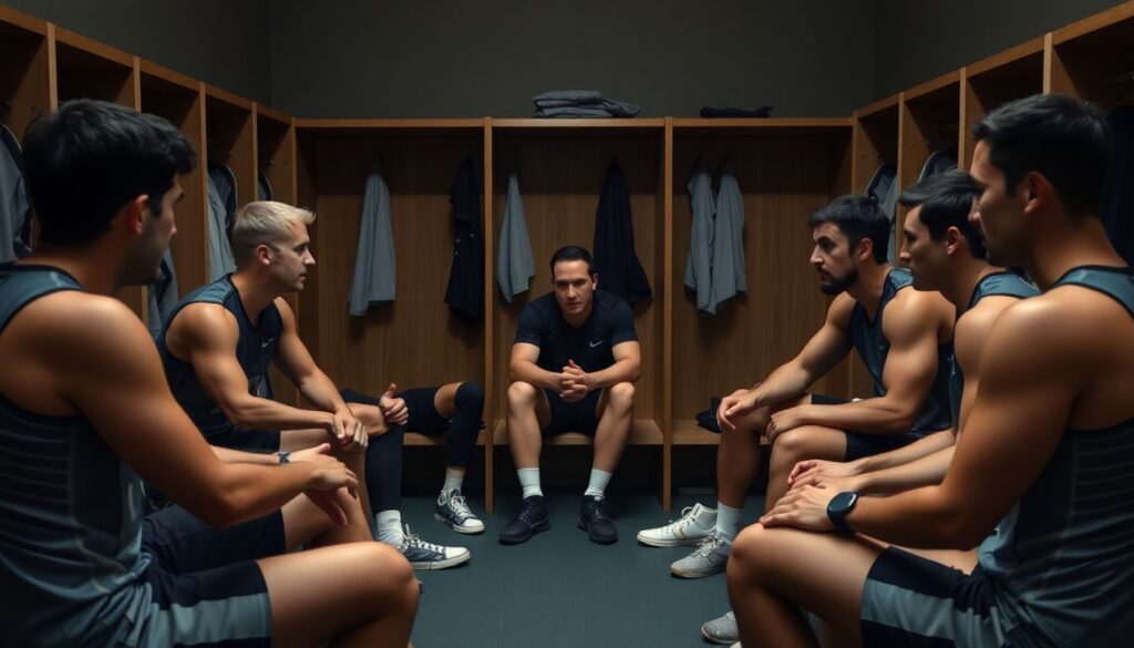 Управление эмоциями в раздевалке после проигрыша - иллюстрация