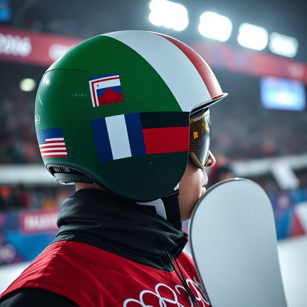 Европейский ветеран сноуборда вышел на Олимпиаду с российским флагом на шлеме